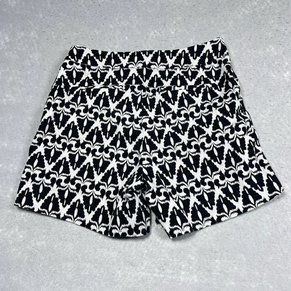 Anthropologie Shorts Women 2 Black White Print Cartoonier Lithograph High Waist